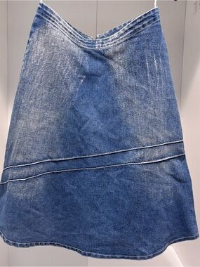 Blue Denim Midi Skirt - Flattering A-Line Style